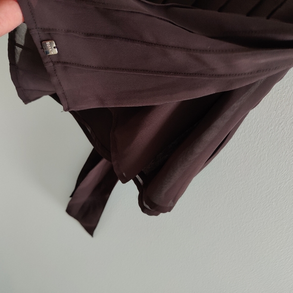 Esprit brown crepe fabric blouse with velvet and bead details size M - Picture 5 of 11